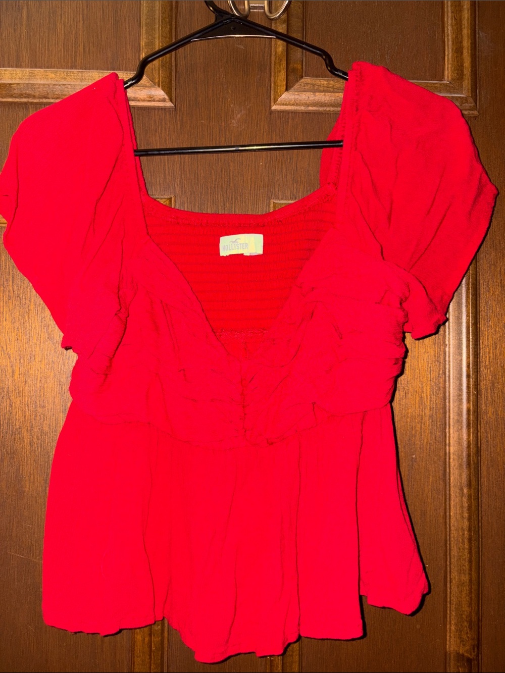 Hollister Red Ruffle V-Neck Blouse